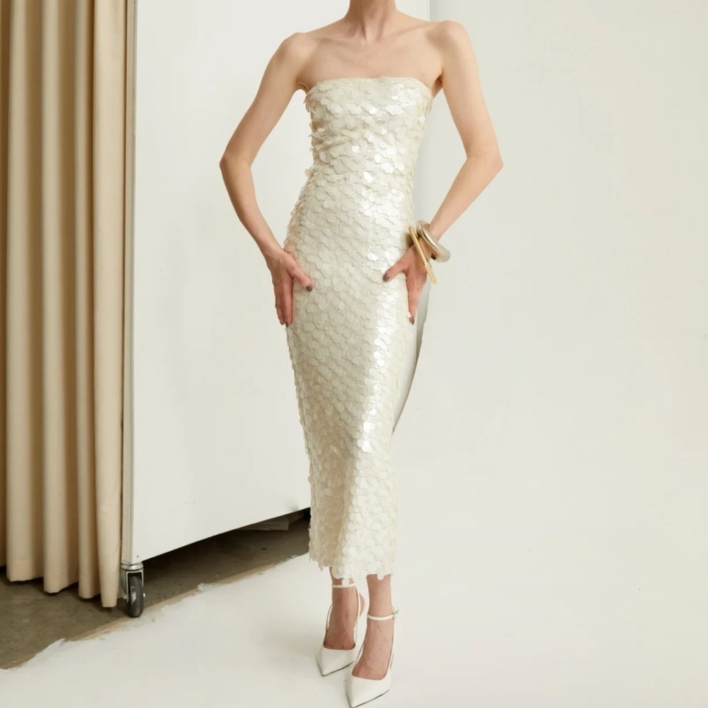 New Arrivals Phoenix Strapless inI ANÉMONES BLANCHES Dress size M